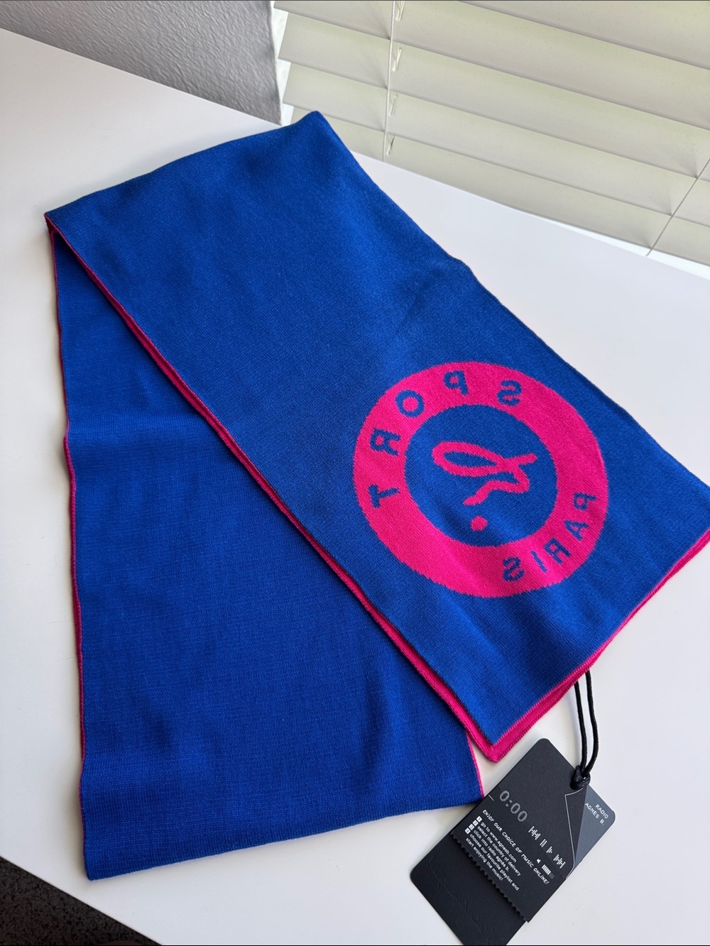 Agnes B. Blue & Hot Pink Sport Knit Scarf